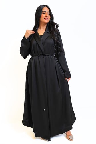 عباية ياقة ربطة في الخصر 503301