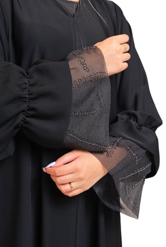 عباية من الحرير الفاخر مع تل شفاف 1037901