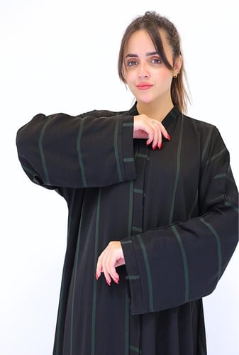 عبايةكلوش بأزرار مقلم بلون اخضر 1179001