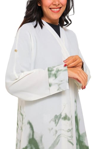 عباية لف ليينن مموج بلون اخضر 1167013