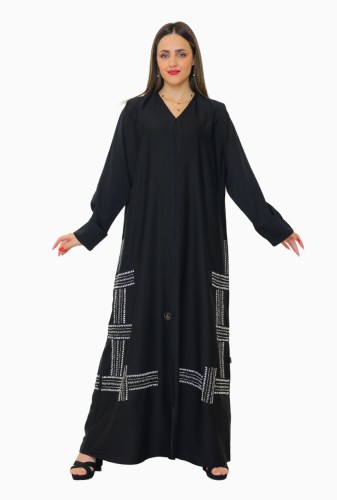 عباية كريب مطرزة بلون الفضي وذهبي901102