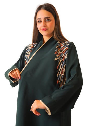 عباية كريب ملكي ملون بتطريز 1146907