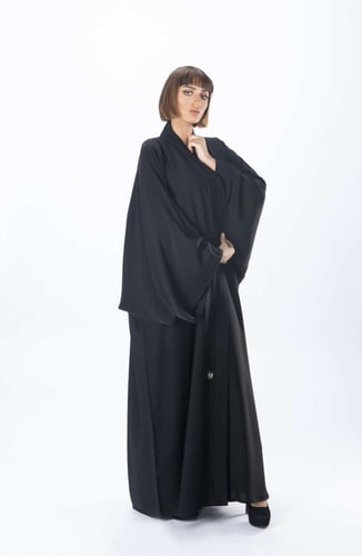 عباية سادة حرير لازوردي 100201