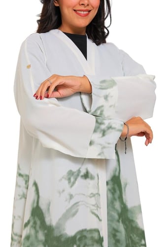 عباية لف ليينن مموج بلون اخضر 1167013