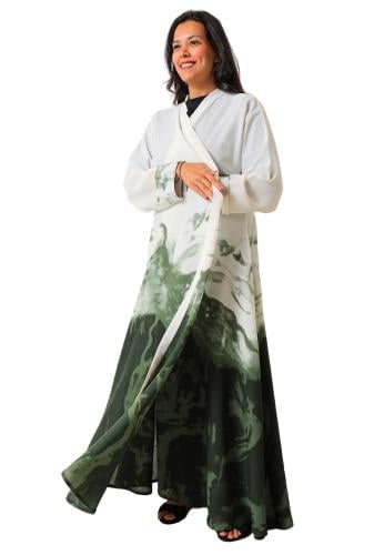 عباية لف ليينن مموج بلون اخضر 1167013