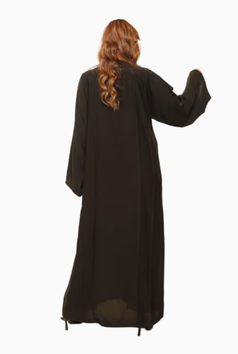 عباية بتطريز اسود وفضي 1036501