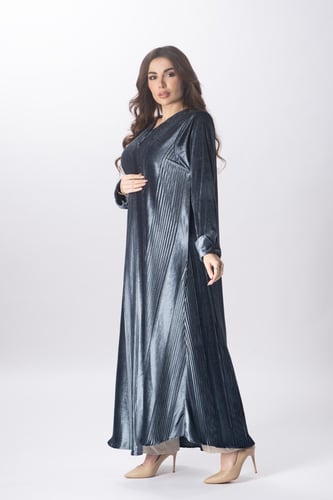 عباية مخمل بكسرات رصاصي - 1106619