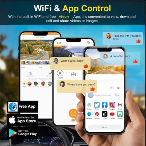 داش كام تصوير 4K ثلاثي القنوات مع واي فاي ومراقبة...