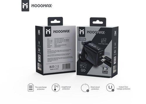 شاحن جداري ذكي بمنفذين منفذ ايفون ومنفذ تايب سي بق...