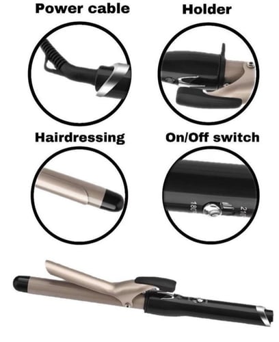 مكواة تجعيد الشعر بالسيراميك التورمالين – تحكم دقي...