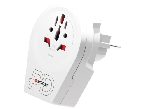 محول سفر عالمي SKROSS لأوروبا مع USB-C PD وUSB-A ح...