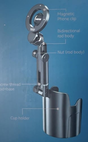 حامل جوال للسيارة بفتحة الكوب 2 في 1 من HOOTOO