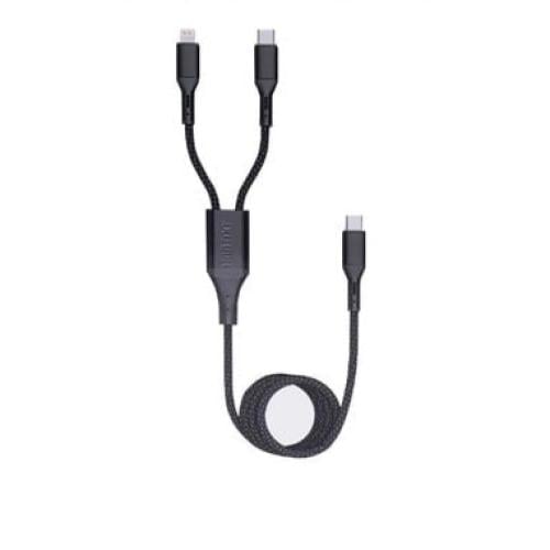 كيبل قماش مدمج 3×1 آيفون وType-C – شحن ذكي بكل الأ...