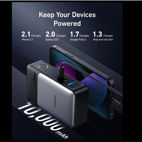 شاحن جداري جان برايم مع بطارية مدمجة 10000 ملي امب...