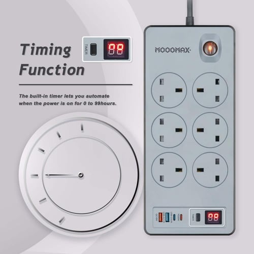 توصيل كهربائية 6 منافذ مع مؤقت جزئي من موج ماكس