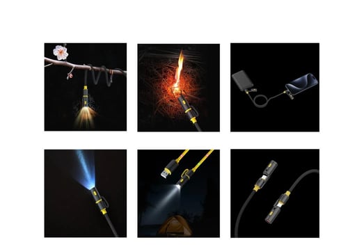 كيبل مبتكر من موج ماكس كشاف مدمج + ولاعة + يدعم نق...