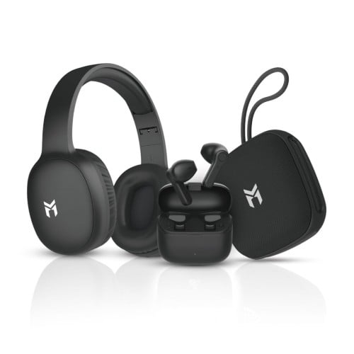 بكج السماعات لون اسود ايربوز مع سماعه رأس ومكبر صو...