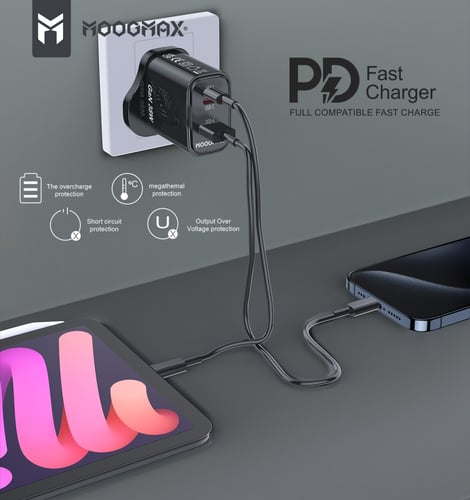 شاحن جداري 38 واط بتقنية GAN الحديثة من موج ماكس