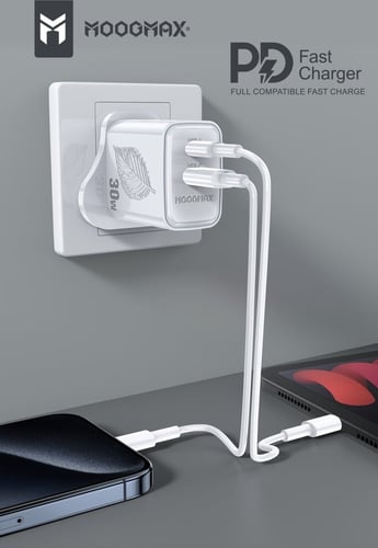 شاحن ذكي جداري بتقنية GAN اسود من موج ماكس