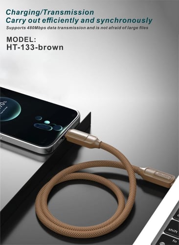 كيبل شحن قماش من تايب سي الى تايب سي من هوتو