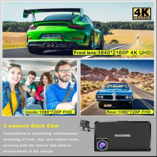 داش كام تصوير 4K ثلاثي القنوات مع واي فاي ومراقبة...