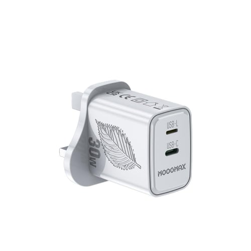 شاحن جداري ذكي بمنفذين منفذ ايفون ومنفذ تايب سي بق...