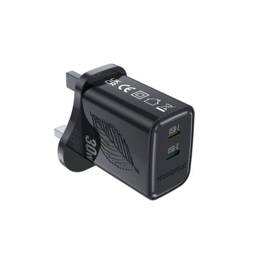 شاحن جداري ذكي بمنفذين منفذ ايفون ومنفذ تايب سي بق...