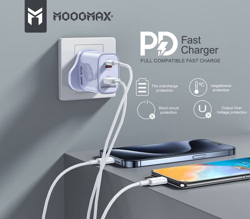 شاحن جداري 38 واط بتقنية GAN الحديثة من موج ماكس