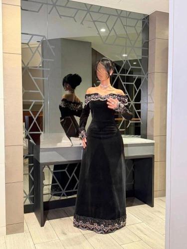 فستان مخملي انيق اسود