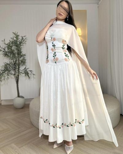 فستان سكري بكاب وتطريز