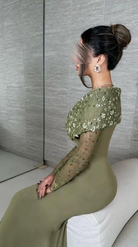 فستان سهرة زيتي فخم