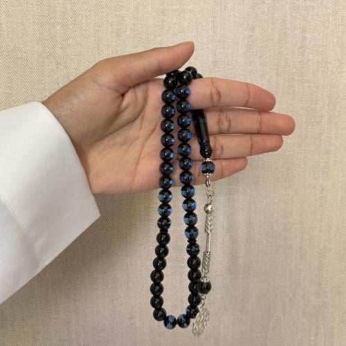 سبحة بكلايت طربزونة معدن تركواز أزرق شفاف