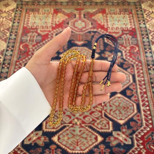 سبحة زعفراني فواح أصفر نواعم شكة كحلي