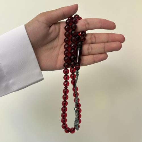 سبحة بكلايت عنابي طربزونة فضة