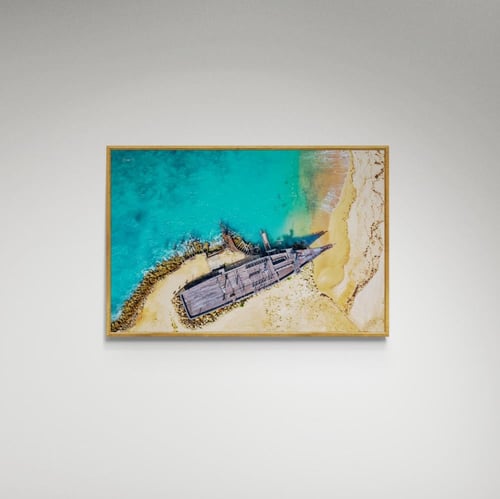 لوحة فنية شاطئ وقارب- صورة (146)