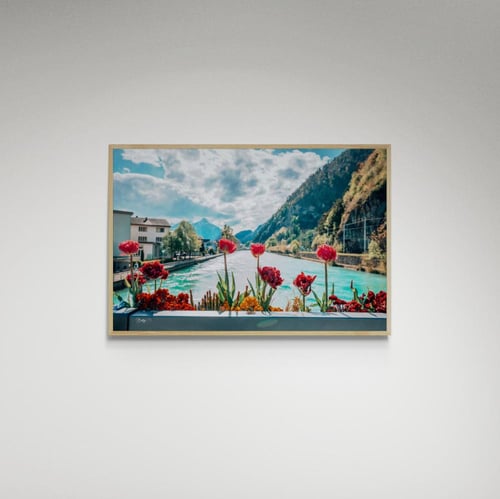 لوحة فنية منظر بحيرة وورد - صورة (190)