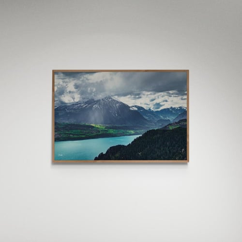 لوحة فنية منظر جبل وبحيرة - صورة (186)