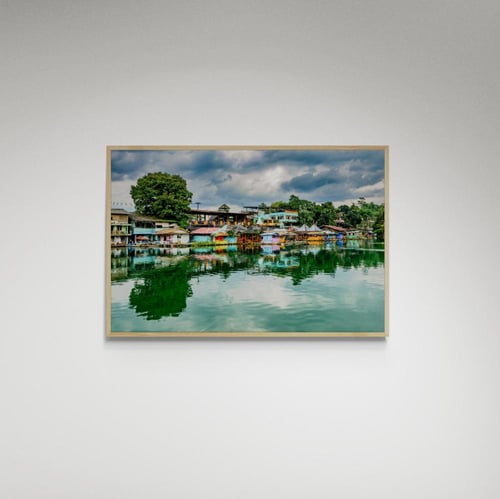 لوحة فنية بحيرة وبيوت - صورة (112)