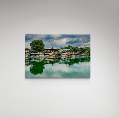 لوحة فنية بحيرة وبيوت - صورة (112)