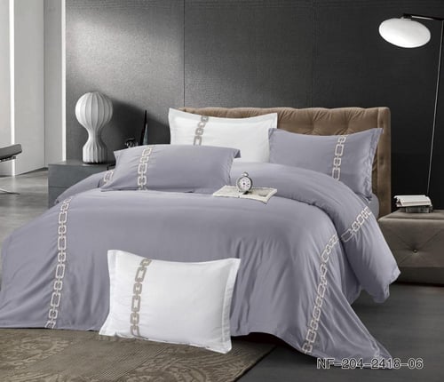 مفرش صيفي مزدوج مطرز بنظام فندقي 6 قطع