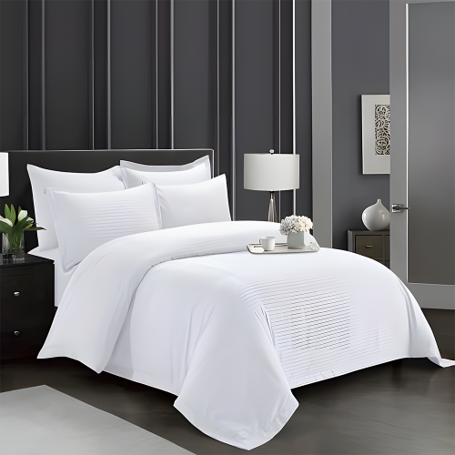 بيت لحاف 6 قطع نفرين ساده مقلم فندقي