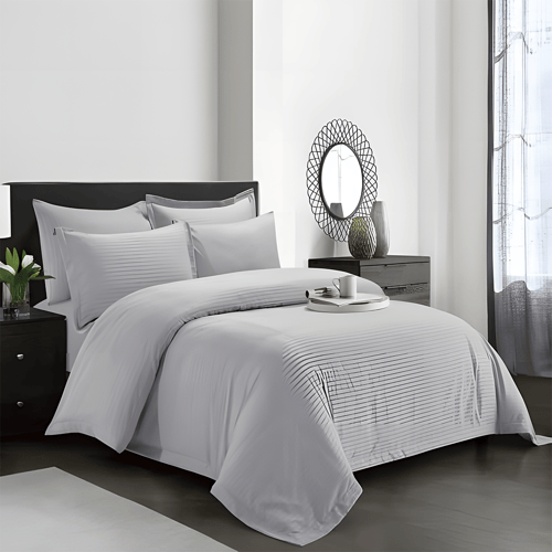 بيت لحاف 6 قطع نفرين ساده مقلم فندقي