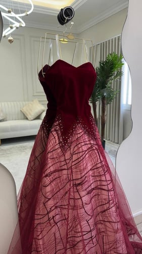 فستان سهرة اوف شولدر بقصه A-line