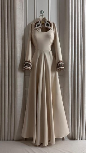 فستان سهرة أوف وايت A-Line تطريز يدوي