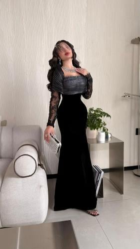 فستان سهرة أسود اوف شولدر