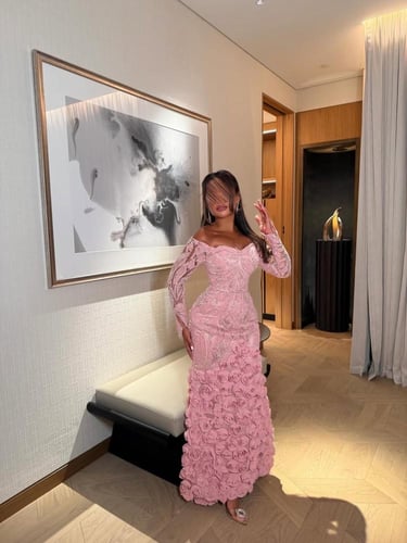 فستان سهرة أوف شولدر بورود مطرزة