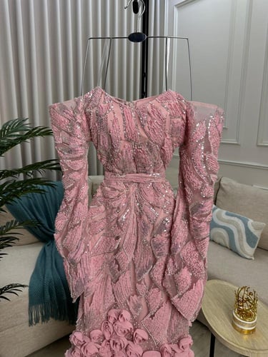 فستان سهرة أوف شولدر بورود مطرزة