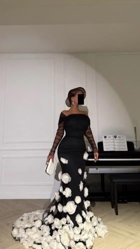 فستان سهرة اسود بورد