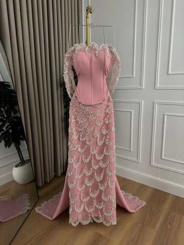 فستان سهرة باربي كورسيه بتطريز خرز فخم