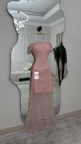 فستان سهرة وردي باربي أوف شولدر